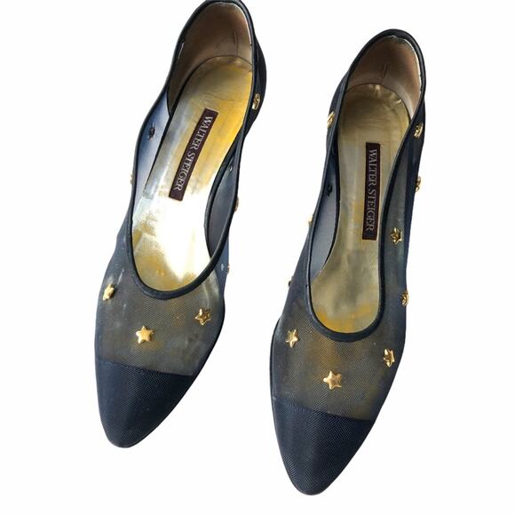 Walter Steiger Star Pump Navy Sheer 9.5AA Handmade - Picture 2 of 14